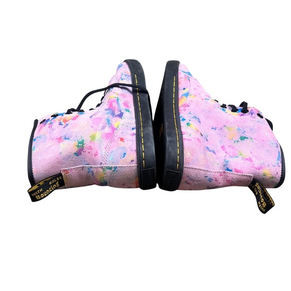 Dr. Martens Sheridan Pink Paint Splatter Suede High Top Boots Kids US 8 24508650 - Picture 4 of 6